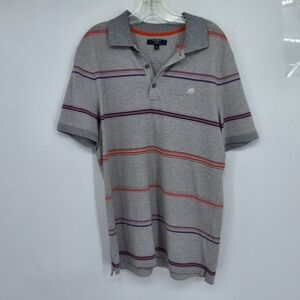 Men's Gray Striped Polo Shirt